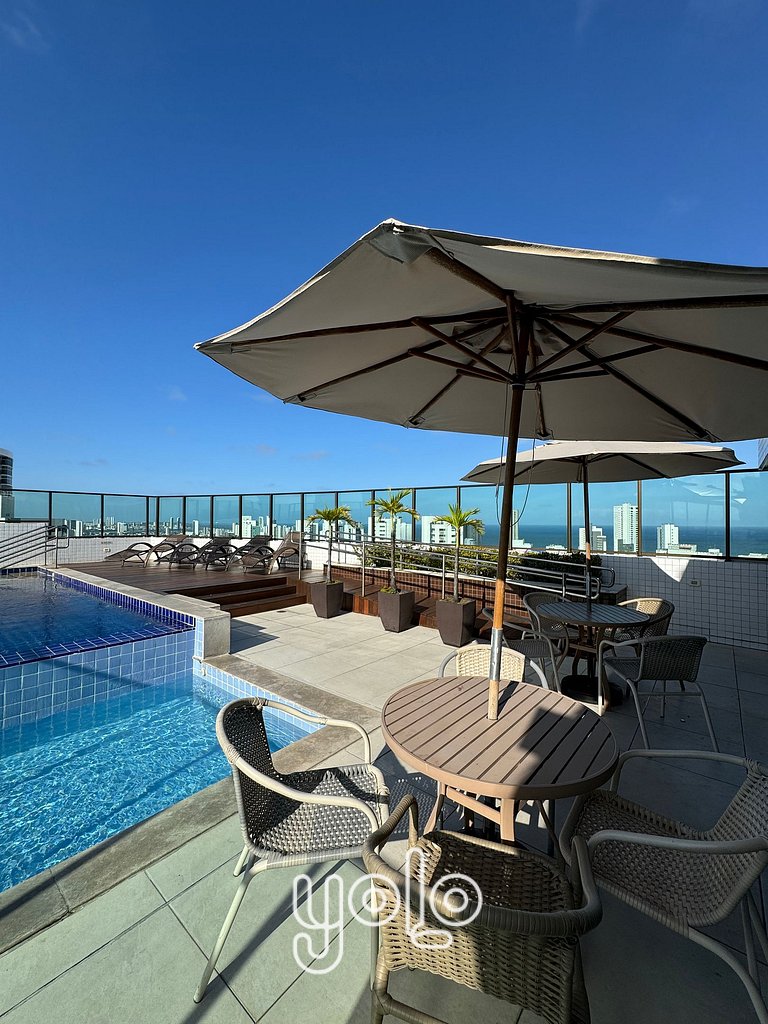 Flat 1 quarto no Beach Class Santa Maria por Yolo