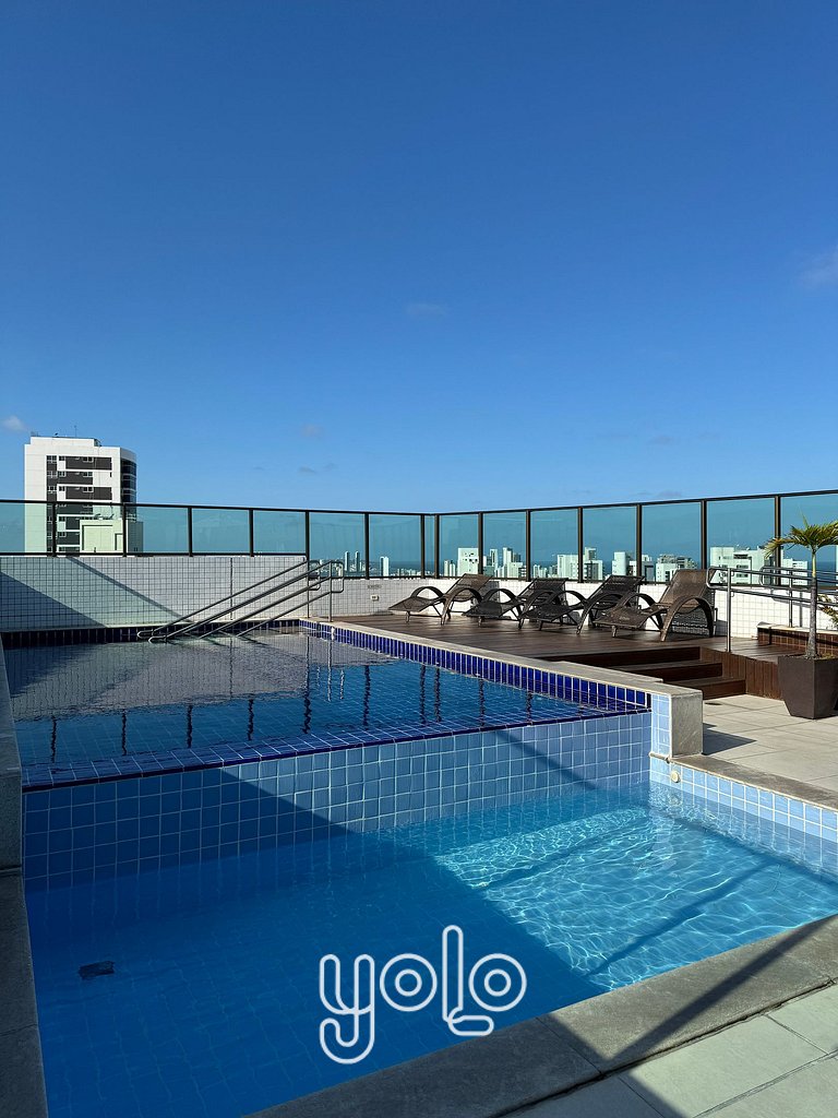 Flat 1 quarto no Beach Class Santa Maria por Yolo