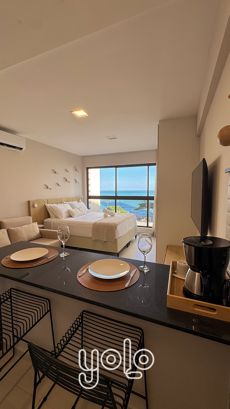 Studio em Boa Viagem: Conforto e vista mar #503